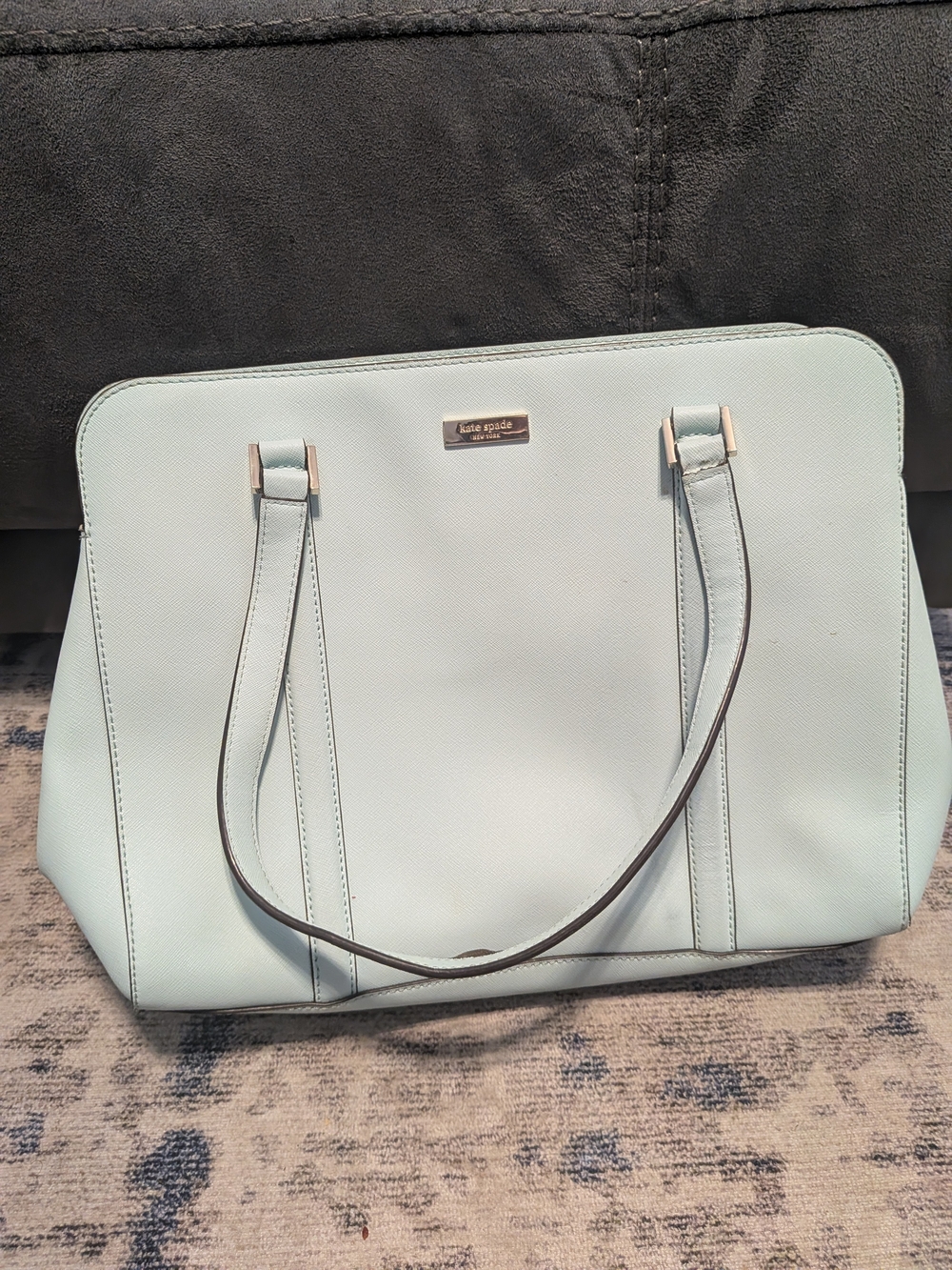 kate spade Mint Leather Tote with Gold Hardware